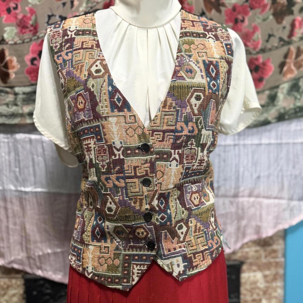 Vintage Dalmy’s Tapestry Geometric Pattern Vest size L